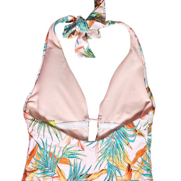 Gianni Bini Tropical One Piece Swimsuit with Plunging V-neckline Size Small - Picture 6 of 8